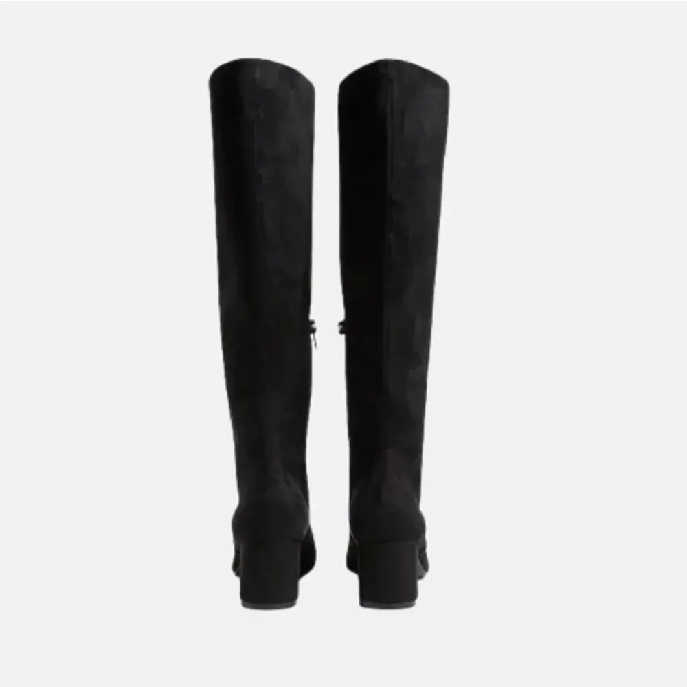 NEW JCREW Over the Knee Boots Womens 7 Black Micro Suede Tall Zipper Riding NWOB